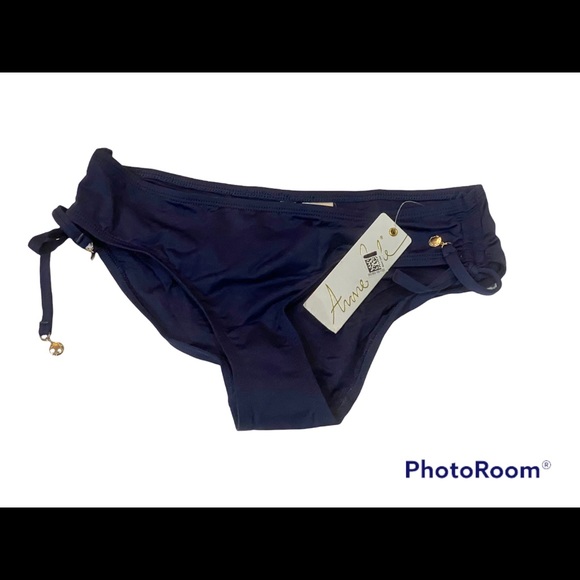 Anne Cole NAVY Ruched-Side Bikini Swim Bottom NWT NEW MEDIUM - Picture 3 of 4